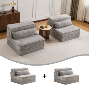 English Elm Compression Modular Sofa Bed - Versatile Mahjong Design, Soft Fleece, No Assembly, 2 Pillows Included! W3723S00048