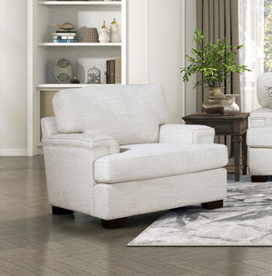 English Elm Modern Elegance Comfort Sofa Set - 3-Piece Cream Chenille Living Room Furniture With Pillows B011S01508