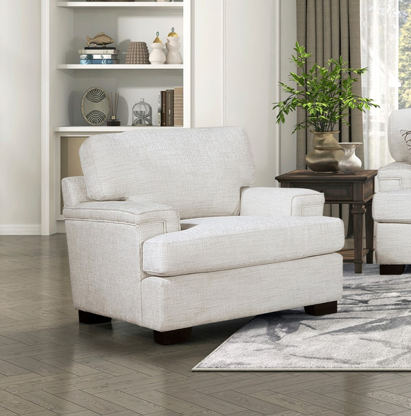 English Elm Modern Elegance Comfort Sofa Set - 3-Piece Cream Chenille Living Room Furniture With Pillows B011S01508