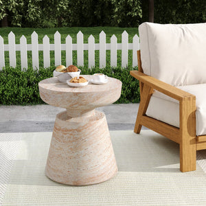 English Elm Christopher Knight Home® - Outdoor/Indoor Lightweight Concrete Side Table With Travertine Finish - Modern Accent For Any Space N773P253808Z