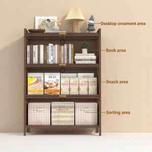 English Elm 44'' Tall Metal 3 Flip Doors Cabinet Walnut - Durable Steel Storage, Space-Saving Organizer for Home Office W3387P363518