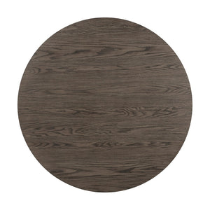 English Elm Brown Oak Veneer Round Counter Height Table with Matte Black Metal Base Seats Four B011P199727