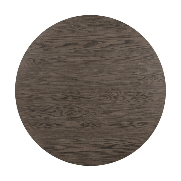 English Elm Brown Oak Veneer Round Counter Height Table with Matte Black Metal Base Seats Four B011P199727