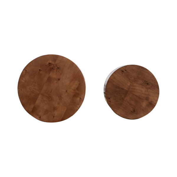 English Elm Nesting Round Coffee Tables Burl Veneer Mdf Set for Living Room or Bedroom W1435P401358