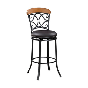 English Elm 1pc Swivel Pub Height Chair Faux Leather Seat 29" Height Black Metal Frame Modern Bar Stool B011P287698