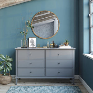 English Elm Valencia Seven Drawer Wide Dresser Dual Tone Laminate Matte Black Pulls Bedroom B2733S00011