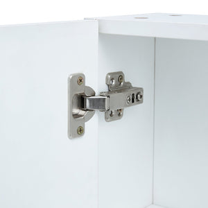 English Elm Bathroom Mirror Cabinet Wall Mounted with HD Mirror, 4 Compartments, Towel Rack, Moisture-Resistant Storage White W2984P228640