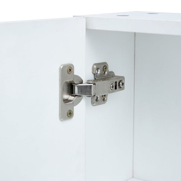 English Elm Bathroom Mirror Cabinet Wall Mounted with HD Mirror, 4 Compartments, Towel Rack, Moisture-Resistant Storage White W2984P228640