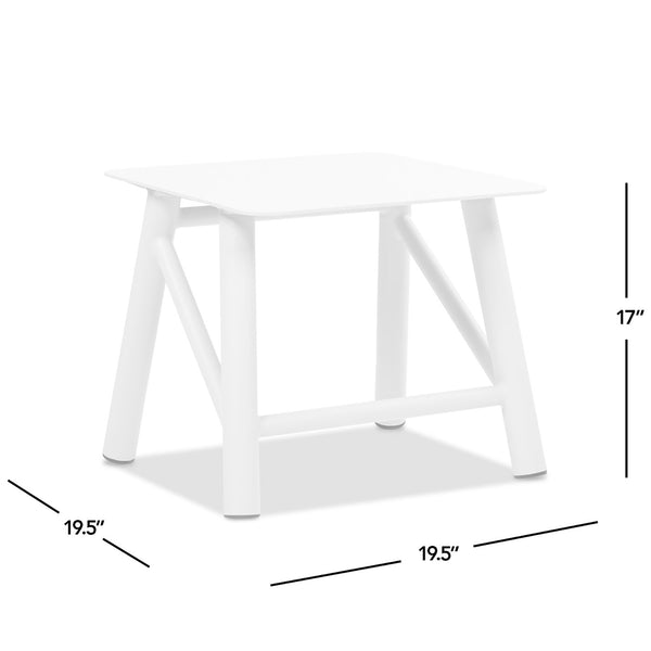 English Elm Jennifer Taylor Home - Atlas Light Beige 19.5" Square Outdoor Patio Side Table – Rust‑Resistant Aluminum, Matte Finish, Stable Design B2719P318948