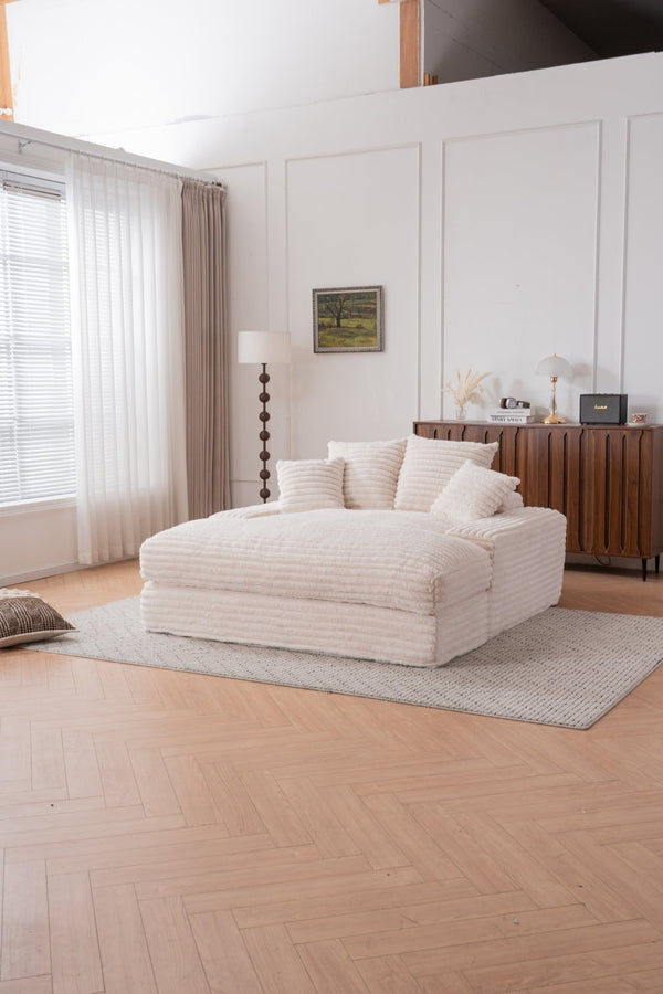 English Elm 028-oversized Corduroy Chaise Sleeper Sofa with Foam Support for Apartments W527P412860