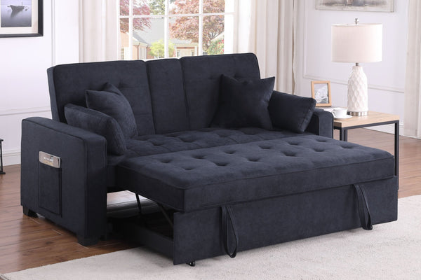 English Elm Cody Woven Fabric Sleeper Loveseat with Charging Console and Pocket Coil Support B061S00958