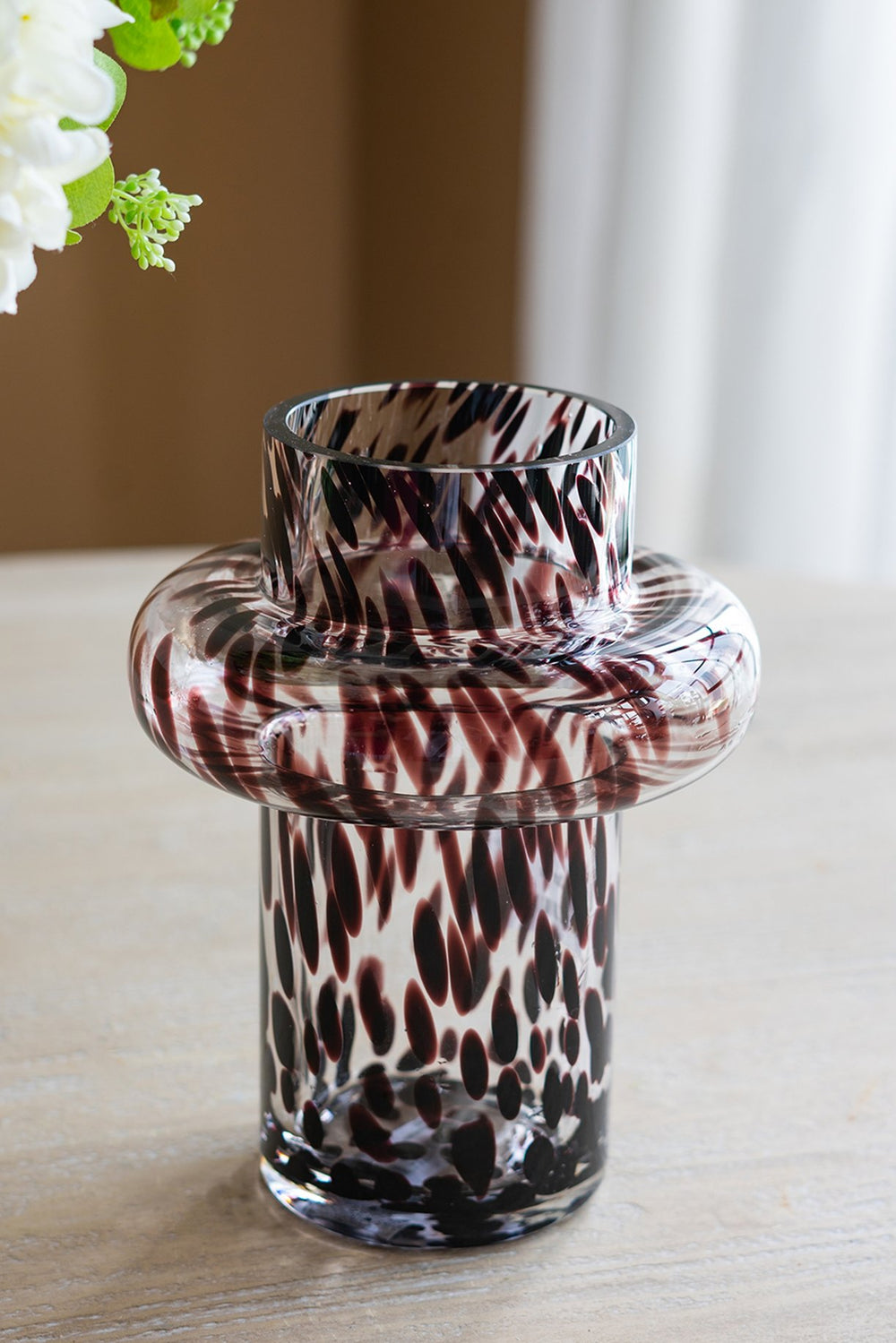 English Elm D6x8" Clear Glass Accent Vase with Amber Spot Disc, Modern Cylindrical Silhouette for Decor W2078P357236