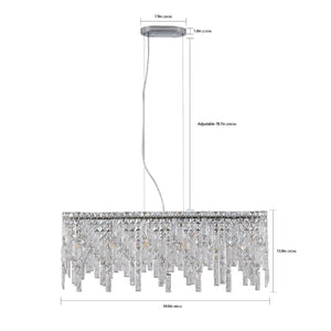 English Elm Silver Oval Iron Chandelier with K9 Crystal Teardrops for Dining Room or Foyer W2312P415971