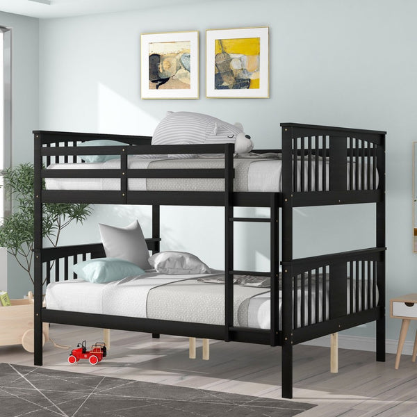 English Elm Full Over Bunk Bed Solid Pine Frame White Finish Converts to Two Beds LT000203AAP-2