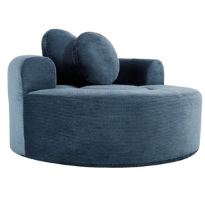 English Elm Round Cloud Sofa Bed Waffle Fabric Memory Foam Convertible Couch for Small Space Living Blue W3224P492030