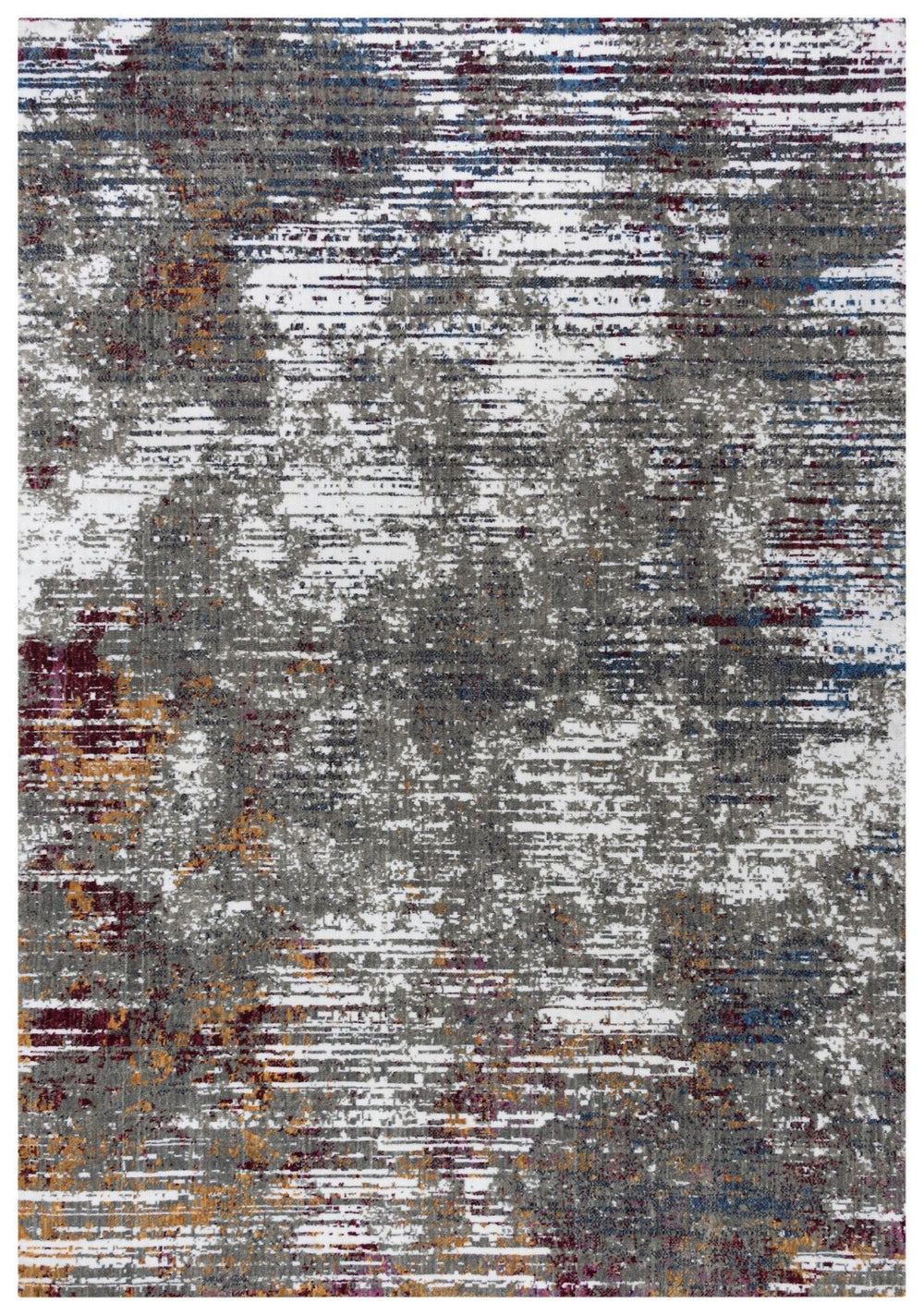 Alora Decor Sanction Gray Abstract Runner Rug 2'6"X8' - Eco 100% Recycled Polyester, Low-Pile, Jewel-Tone Accents 02502510200332608