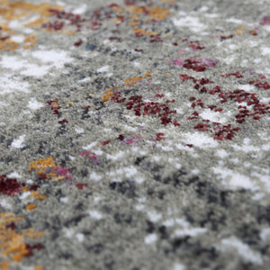 Alora Decor Sanction Gray Abstract Runner Rug 2'6"X8' - Eco 100% Recycled Polyester, Low-Pile, Jewel-Tone Accents 02502510200332608