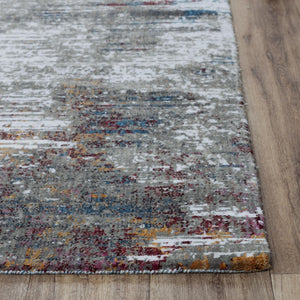 Alora Decor Sanction Eco-Friendly Abstract Rug In Ivory And Gray With Jewel-Tone Accents, Low-Pile Durable Design 10' x 13' 02502510200330113