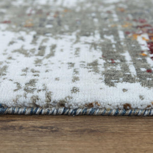 Alora Decor Sanction Gray Abstract Runner Rug 2'6"X8' - Eco 100% Recycled Polyester, Low-Pile, Jewel-Tone Accents 02502510200332608