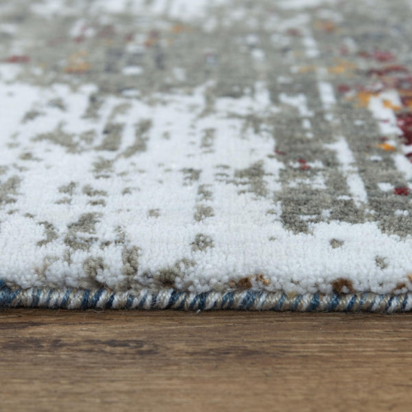 Alora Decor Sanction Gray Abstract Runner Rug 2'6"X8' - Eco 100% Recycled Polyester, Low-Pile, Jewel-Tone Accents 02502510200332608