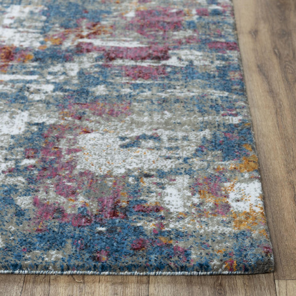 Alora Decor Sanction Blue Runner Rug — 2'6"X8' Eco-Friendly Recycled Polyester Abstract Jewel-Tone Ivory Gray 02502510633092608