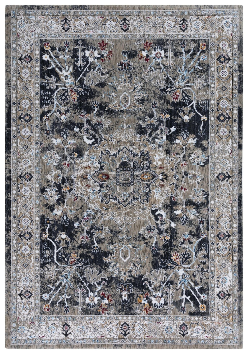 Alora Decor Sanction Distressed Gray Runner Rug 2'6"X8' Eco-Friendly Recycled Polyester Vintage Charcoal Elegance 025025109DR002608