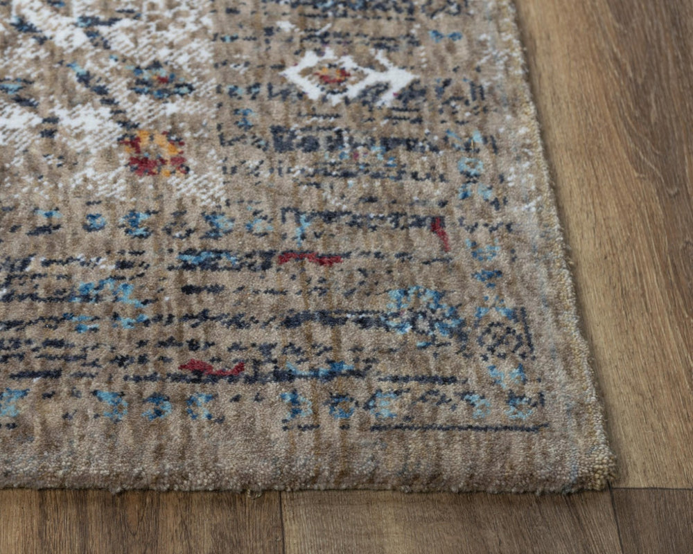 Alora Decor Sanction Vintage Runner Rug 2'6"X8' – Distressed Traditional Ivory Beige With Charcoal, Blue, Eco Polyester 02502511000002608