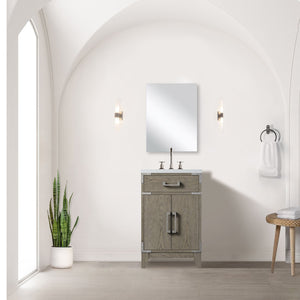 English Elm Grey Oak Single-Sink Vanity Set With Acrylic Countertop, Mirror & Faucet For Compact Spaces B2731S01999