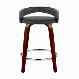 English Elm Fixed-height Swivel Counterstools Mahogany Wood Chrome Footrest Velvet Seat Set of 2 Black B202S01753