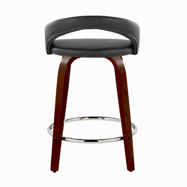 English Elm Fixed-height Swivel Counterstools Mahogany Wood Chrome Footrest Velvet Seat Set of 2 Black B202S01753