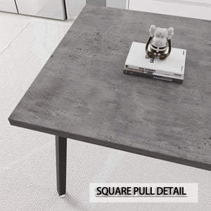 English Elm 55.12-70.87" Extendable Industrial Dining Set Faux Leather Chairs Mdf Top Seats Six Grey W2189S00908