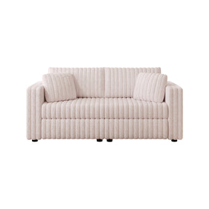 English Elm 75.6" Soft Modular 2-person Sofa with Removable Zippered Cushions for Easy Deep Cleaning and Comfort Light Pink W1767S00016