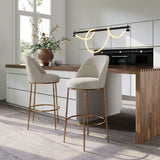 Nordhavn Swivel Barstool Beige & Gold 110271 Zuo Modern