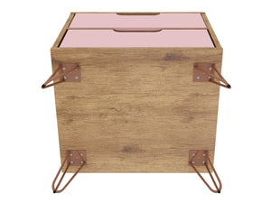English Elm Rockefeller 20" Stylish Pink Nightstand With 2 Drawers, Metal Legs & Customizable Handles For Modern Homes B365P398167-GIGA