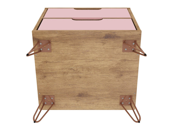 English Elm Rockefeller 20" Stylish Pink Nightstand With 2 Drawers, Metal Legs & Customizable Handles For Modern Homes B365P398167-GIGA
