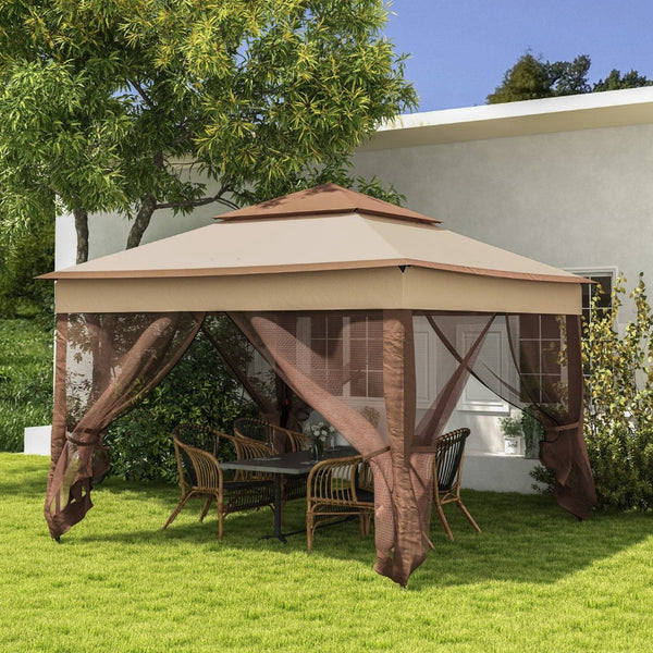 English Elm Outsunny 11' X 11' Pop-Up Canopy With Screened Walls - Instant Shade For Backyard Events & Parties W2225P229141-GIGA