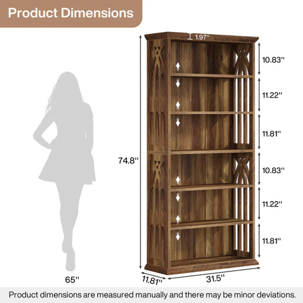 English Elm Display Cabinet Wall Mounted 5 Tier Glass Door Shelving for Collectibles Matte Black T3971P446981