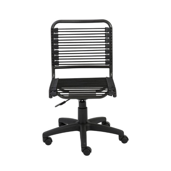 EuroStyle Bungie Bungee Cord Low Back Swivel Chair with Breathable Elastic Seat and Steel Frame Black Bungie/Black Frame 02541