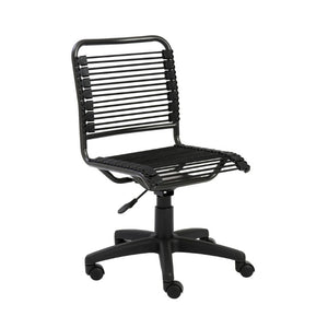 EuroStyle Bungie Bungee Cord Low Back Swivel Chair with Breathable Elastic Seat and Steel Frame Black Bungie/Black Frame 02541