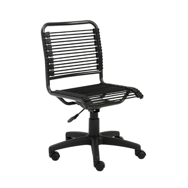 EuroStyle Bungie Bungee Cord Low Back Swivel Chair with Breathable Elastic Seat and Steel Frame Black Bungie/Black Frame 02541