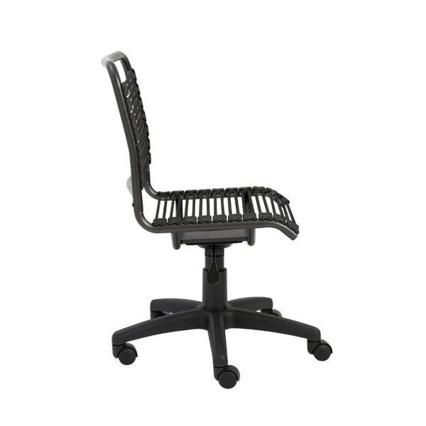 EuroStyle Bungie Bungee Cord Low Back Swivel Chair with Breathable Elastic Seat and Steel Frame Black Bungie/Black Frame 02541
