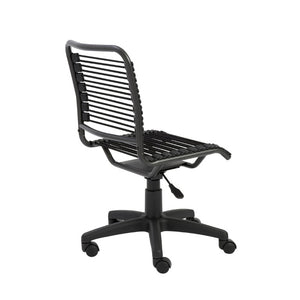 EuroStyle Bungie Bungee Cord Low Back Swivel Chair with Breathable Elastic Seat and Steel Frame Black Bungie/Black Frame 02541