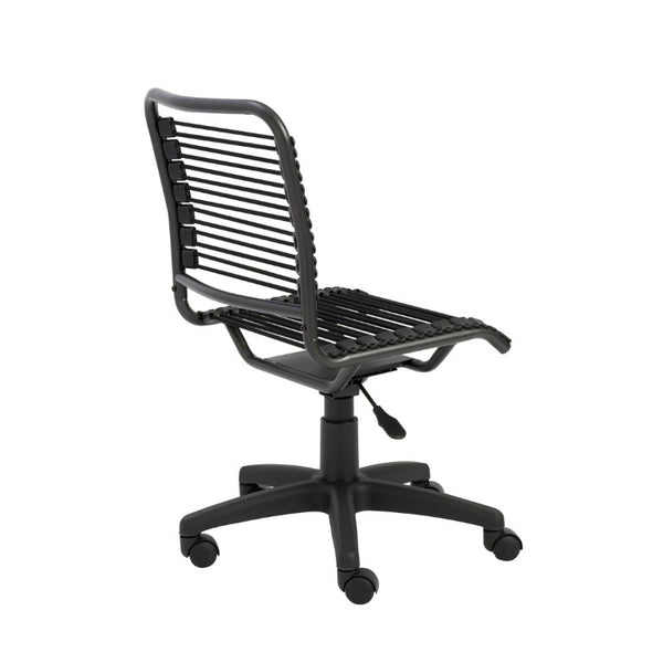 EuroStyle Bungie Bungee Cord Low Back Swivel Chair with Breathable Elastic Seat and Steel Frame Black Bungie/Black Frame 02541