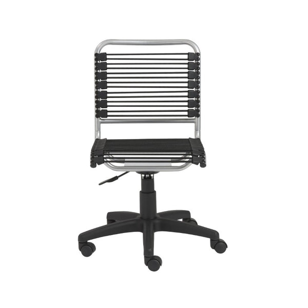 EuroStyle Bungie Bungee Cord Low Back Swivel Chair with Breathable Elastic Seat and Steel Frame Black Bungie/Aluminum Frame 02546
