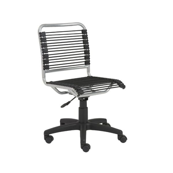 EuroStyle Bungie Bungee Cord Low Back Swivel Chair with Breathable Elastic Seat and Steel Frame Black Bungie/Aluminum Frame 02546