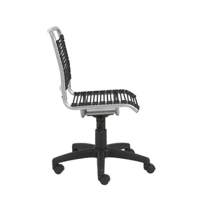 EuroStyle Bungie Bungee Cord Low Back Swivel Chair with Breathable Elastic Seat and Steel Frame Black Bungie/Aluminum Frame 02546
