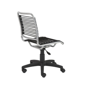 EuroStyle Bungie Bungee Cord Low Back Swivel Chair with Breathable Elastic Seat and Steel Frame Black Bungie/Aluminum Frame 02546