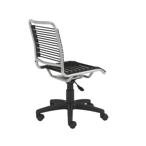 EuroStyle Bungie Bungee Cord Low Back Swivel Chair with Breathable Elastic Seat and Steel Frame Black Bungie/Aluminum Frame 02546
