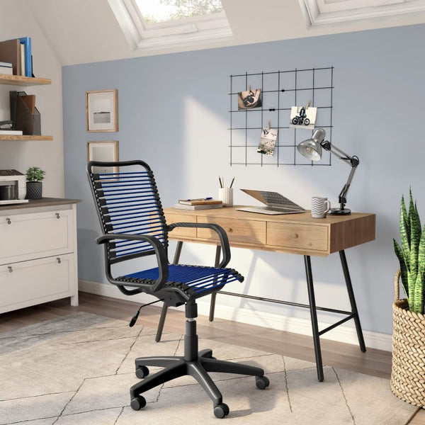 EuroStyle Bradley Bungee High Back Office Chair with Steel Frame and Contract Grade Support Blue/Black 02548BLU