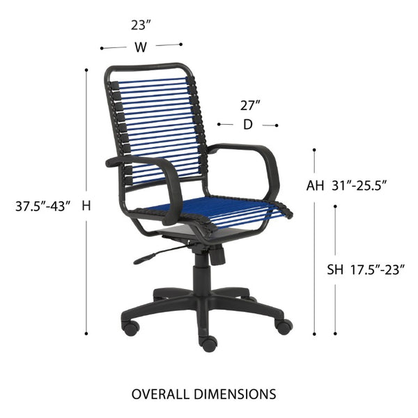 EuroStyle Bradley Bungee High Back Office Chair with Steel Frame and Contract Grade Support Blue/Black 02548BLU